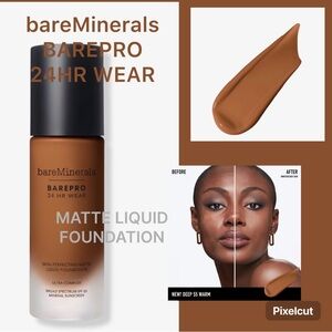BAREMINERALS BAREPRO 24HR Wear Skin-PerfectingMatte Liquid Foundation-Deep55Warm